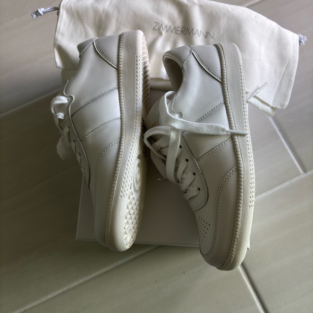 Zimmermann Cream Lace-Up Sneakers - Picture 3 of 5